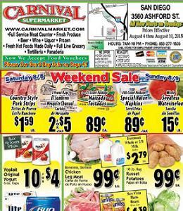 We can cut and clean your fish while you watch so you know it is fresh We have a large section of prepared food if you need a meal on the go or if you just don't want to cook. . Carnival market san diego weekly ad
